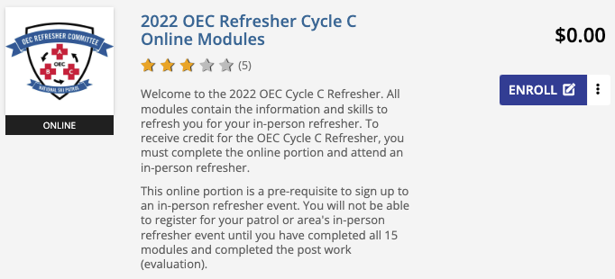 OEC Refresher - cycle - online modules