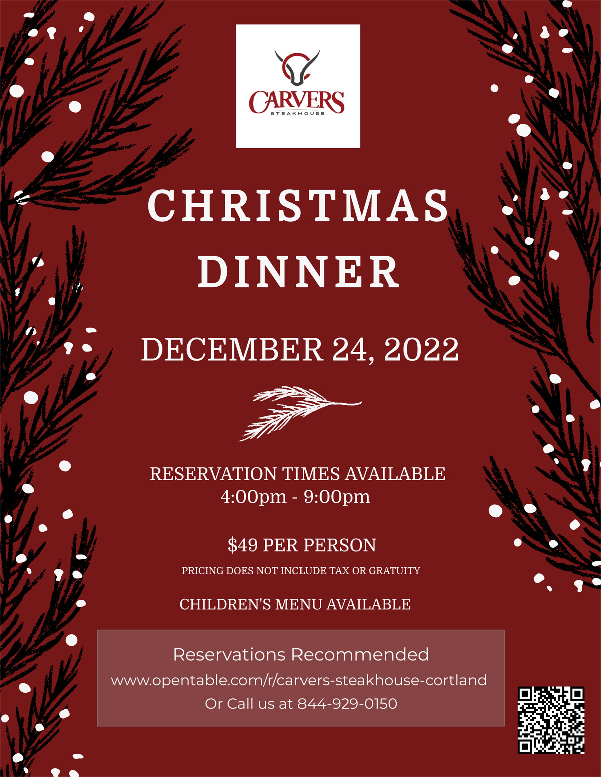 Christmas Eve Dinner Greek Peak Mountain Resort
