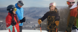 laughing skier