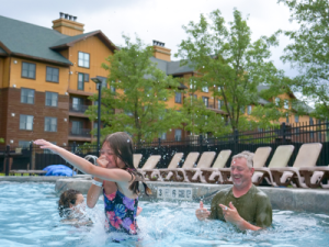 family in the pool